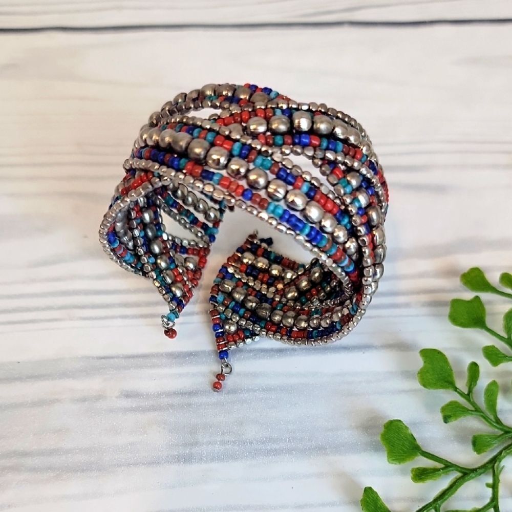 Unbranded Bracelet Multicolor Beaded Boho Cuff